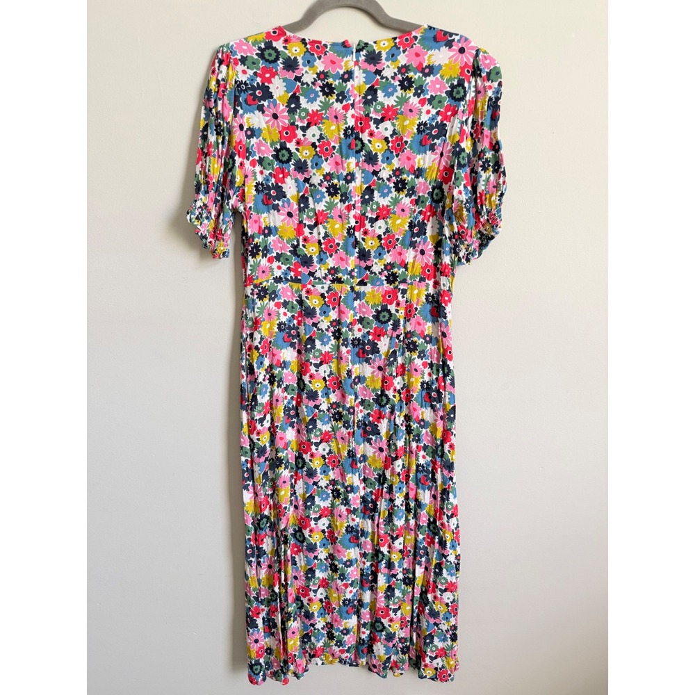 Boden Corinne Midi Dress Floral Puff Sleeve Multi Color D0493 Womens 10R - Picture 4 of 5